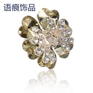  语痕饰品韩国发饰水钻抓夹韩版发夹花苞水晶小号结婚顶夹头饰H25