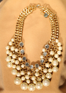  欧美时尚饰品厂家批发直销 仿珍珠双层女士短款项链 年后批量来货