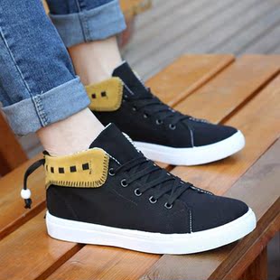  新款翻边板鞋时尚潮流低帮鞋帆布男鞋英伦韩版鞋子百搭轻质休闲鞋