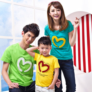  亲子装夏装全家装新款韩版短袖圆领T恤母子母女装一家三口装