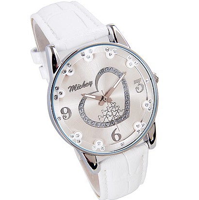 Disney Children Watch Mickey Rhinestone White Belt Fashion Girl Primary and secondary school students Quartz watchin the Wristwatch , Watch Europe category - from Buy2taobao.com to provide professional Taobao agent buy service