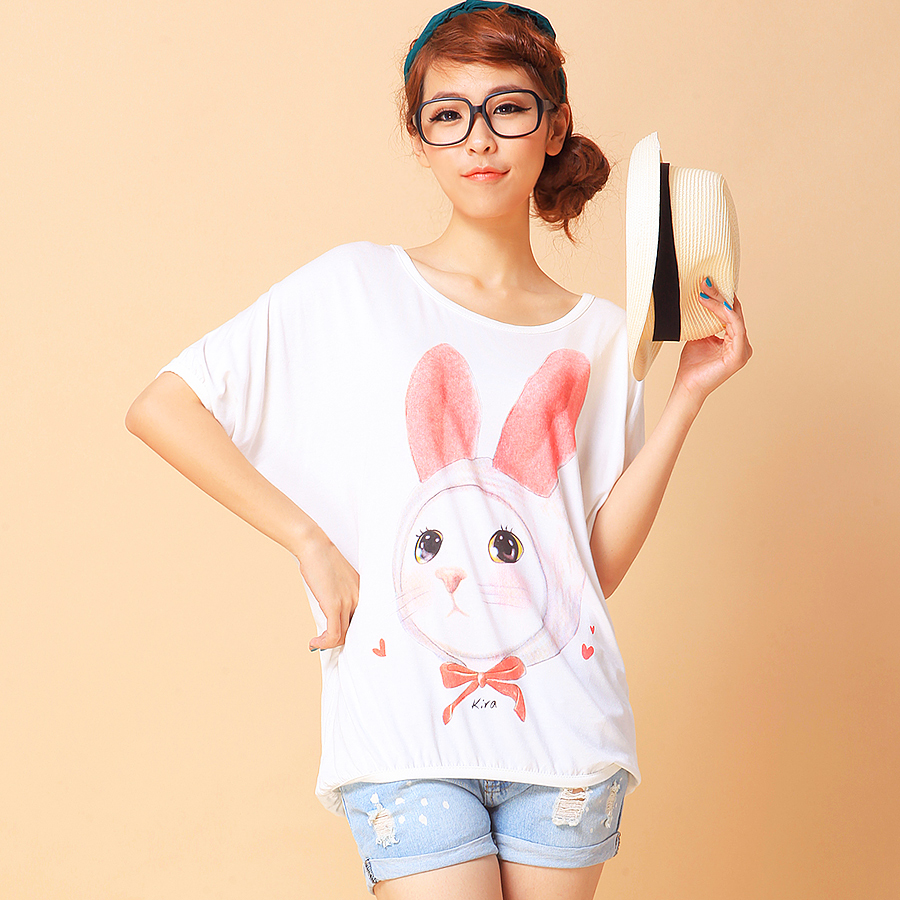 蝙蝠袖大码显瘦圆领...