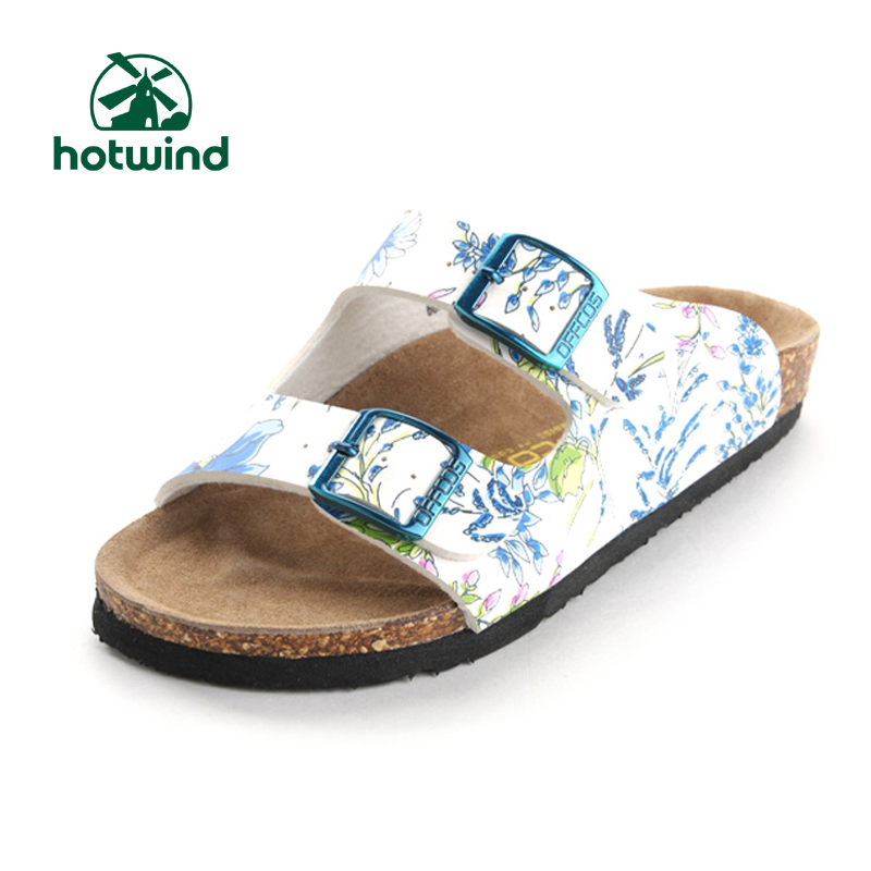 女式树脂软木平跟搭扣...