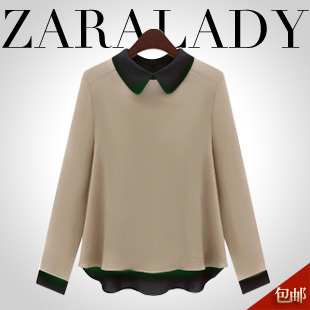  zara basic香港正品代购秋冬新款欧美麻纱衬衫长袖女装