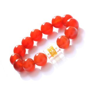  开光天然巴西红玛瑙 六字真言手链 本命年转运珠  男款