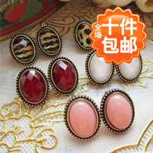 0007 Korean version of the European and American jewelry wholesale earrings small earrings retro sexy leopard small oval earrings female