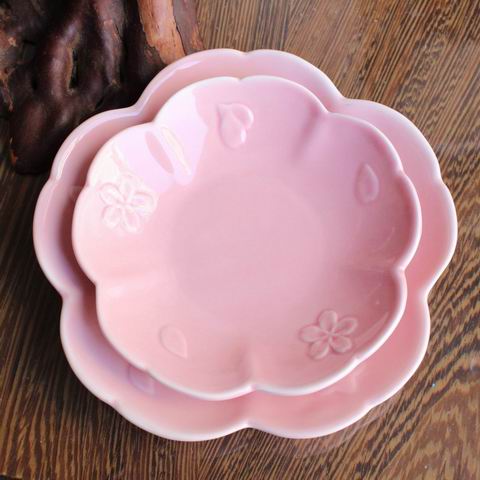 陶瓷花瓣碟子 小菜碟盘子 粉色盘 料理碟 果盘零食碟子1