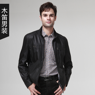 木笛男装秋装冬款中年男士商务休闲夹克春秋冬装男款加棉加厚外套
