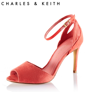  Charles&Keith春季新款女鞋绒面糖果色拼接高跟凉鞋CK1-60360532