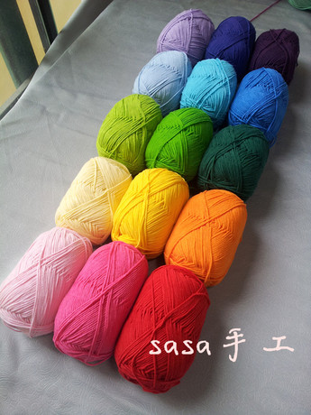 15色彩虹色 sasa手工家牛奶棉 拼花毯线 帽子围