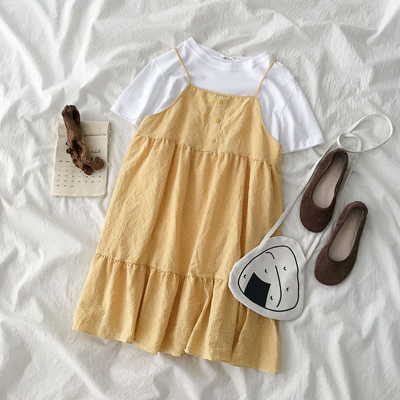 fresh Popular Two suit summer 2019 new pattern Women's wear Korean Edition Western style T-shirt Versatile braces skirtin the Women's clothing/Boutique , Set/Student uniforms/Work uniforms , Fashion Set category - from Buy2taobao.com to provide professional Taobao agent buy service