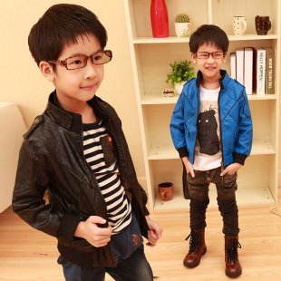  男童外套 童装春装小孩皮衣夹克男孩儿童服装春秋韩版wt8801
