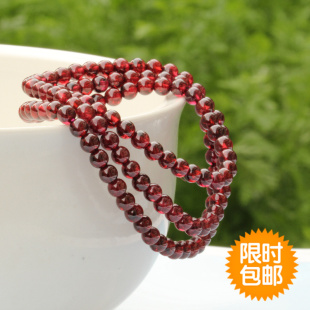  正品原创民族风酒红石榴石手链天然水晶饰品女多层108颗佛珠包邮