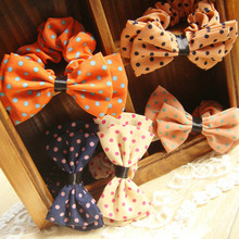1 per spike hair accessories candy color wave point chiffon bow hair ring hair the rope fastening Shengtou flowers 2013 Korea