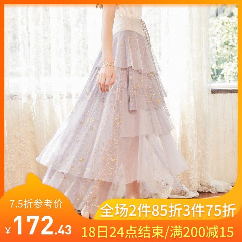 阿卡2019夏新品绑带拼接优雅浪漫仙女蛋糕裙半身裙女QA15086X在类目 女装/女士精品, 半身裙中 - 来自Buy2taobao.com提供专业的淘宝代购服务
