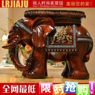  特价家居装饰品摆件 高档仿红木树脂大象凳子摆设 送礼佳品