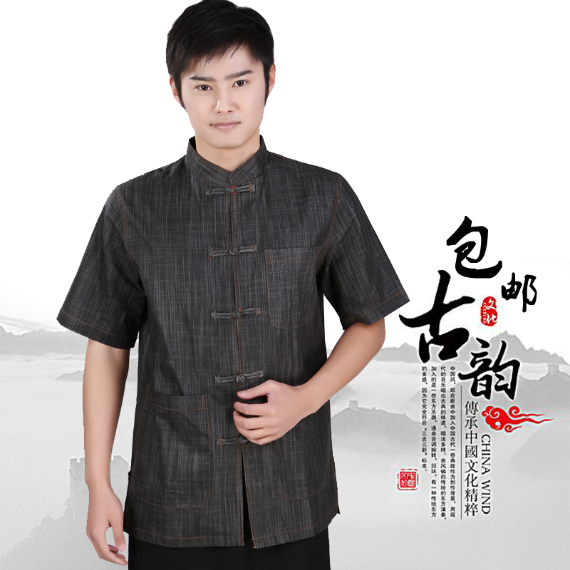 唐装男短袖青少年夏天格子衬衫男中式汉服男宽松加大码复古中国风|ruв категории Мужская одежда, национальная одежда - от Buy2taobao.com для оказания профессиональной услуги покупки агента Taobao