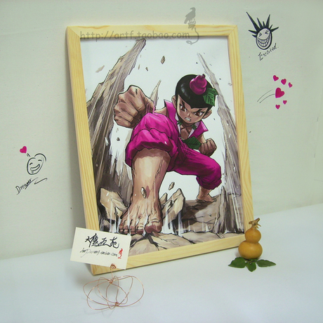 经典超酷七兄弟葫芦娃动画 高清印刷 纯木画框