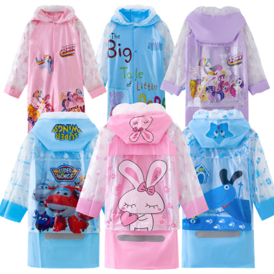 儿童雨衣带书包位抖音卡通雨披男女童小孩幼儿园学生雨衣充气帽檐