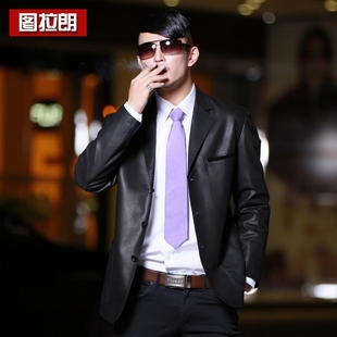  图拉朗 海宁男士真皮皮衣商务男式真皮西装 绵羊真皮休闲皮衣男款