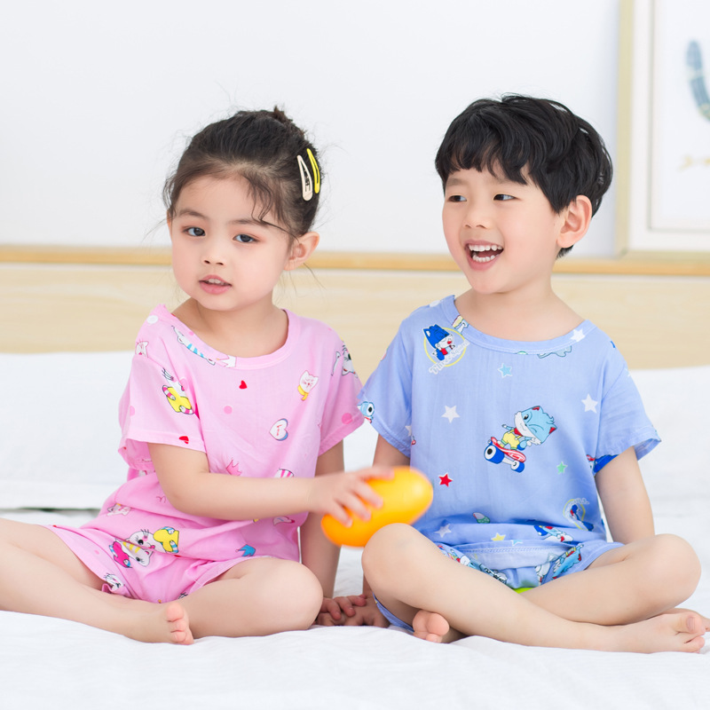 summer Cotton silk children pajamas boy Boy Long sleeve Thin section girl baby TSUMUGI summer suit Home Furnishingsin the Children/Baby/Family fitted , Set category - from Buy2taobao.com to provide professional Taobao agent buy service