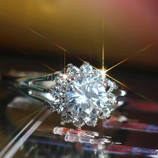  【饰品批发】奥地利水晶太阳光芒群镶戒指女指环钻戒复古心宝石