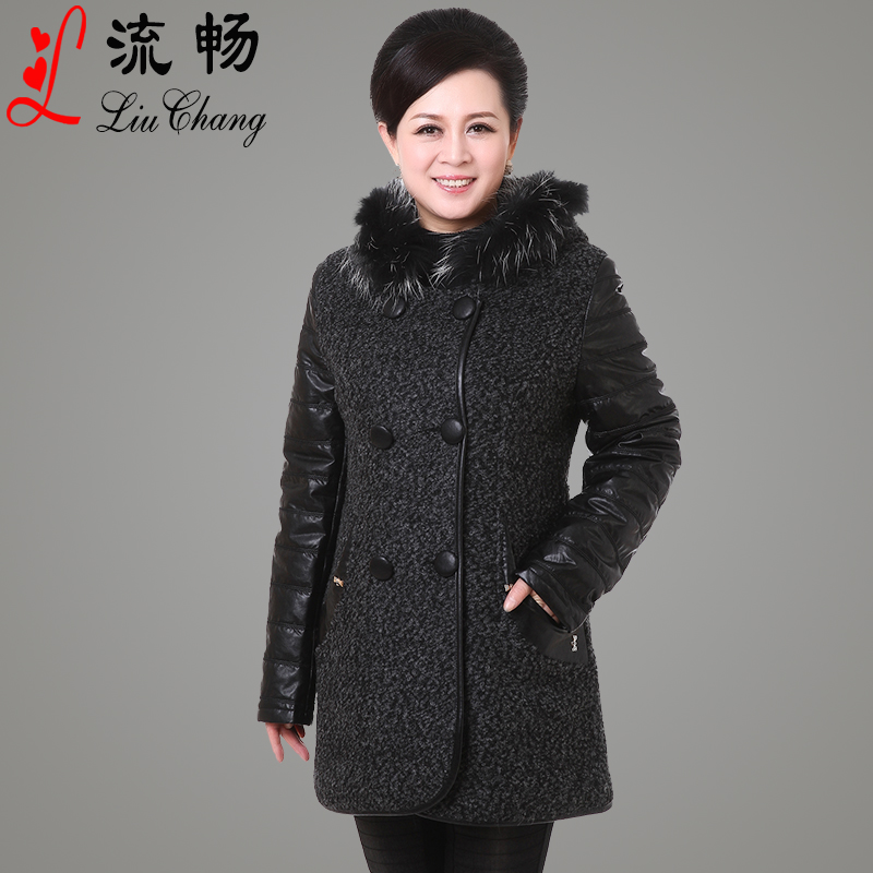 流畅中老年女装毛呢外套中年高档毛呢大衣女pu带毛领妈妈冬装外套 流畅中老年女装毛呢外套中年高档毛呢大衣女pu带毛领妈妈冬装外套