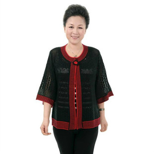 中老年薄外套毛<em>针织开衫女宽松大码</em>妈妈装镂空