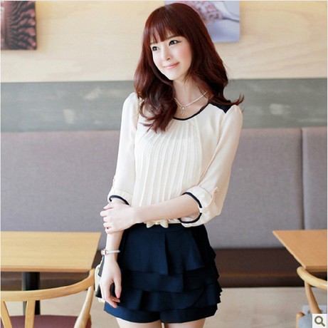 夏装雪纺上衣短袖...