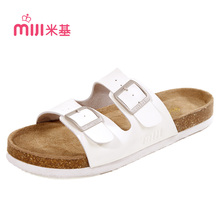 Mickey female summer beach slippers leather cork drag boat trailers Birkenstocks couple flat sandals female tx-1