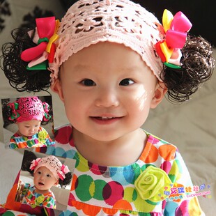  婴幼儿假发发带 宝宝发带 儿童发带头饰品宝宝纯棉发带可爱撞色风