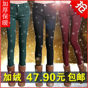  春季新款加绒加厚打底裤女秋冬厚加大码铅笔裤女士保暖裤子潮