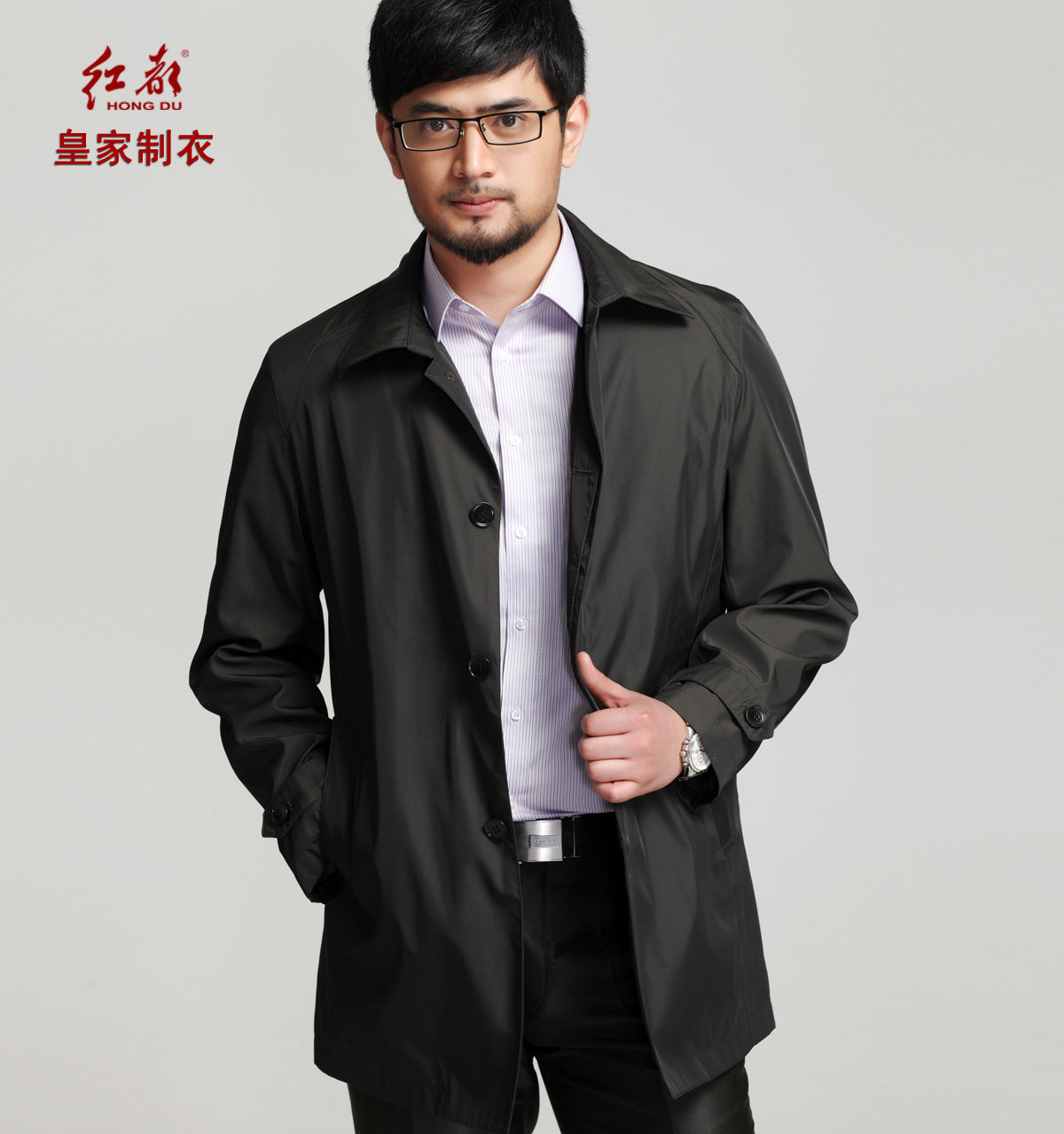 Red authentic new style trench coat long thin in the middle and old aged trench coat men s Windbreakers coats JT9137