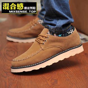  春季韩版民族风板鞋 潮流时尚英伦系带休闲鞋 磨砂皮流行马丁男鞋