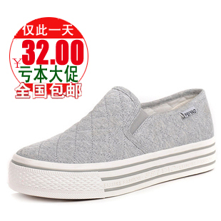 潮韩版厚底松糕鞋帆布鞋子懒人鞋女式休闲帆布鞋女帆布鞋免邮女鞋