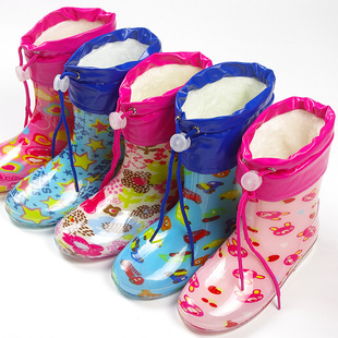  包邮优质韩版儿童雨鞋雨靴保暖雨鞋加绒男女童宝宝时尚雨鞋带棉套