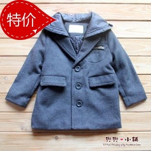  精品童装 韩版帅气西装款夹薄棉男童羊绒大衣 儿童休闲西装外套