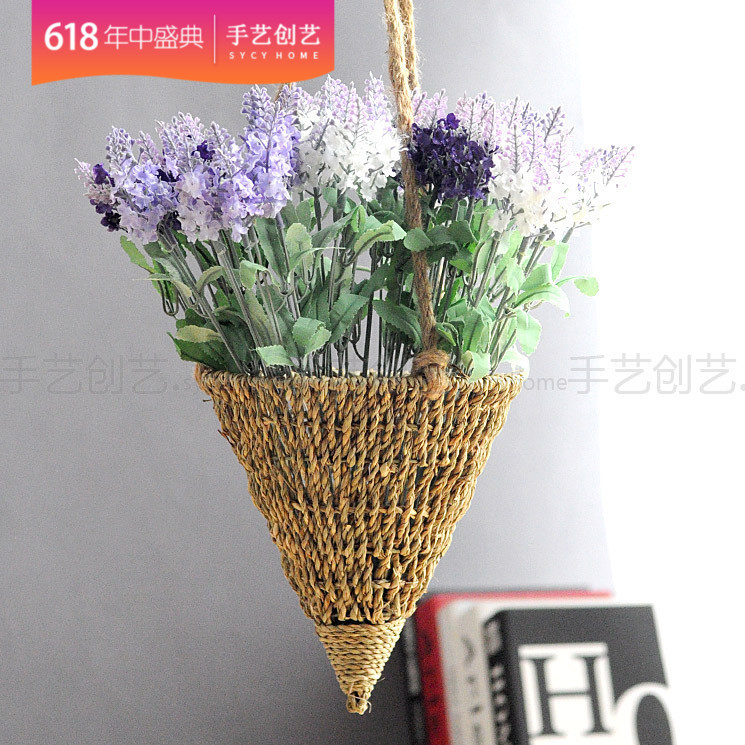 手工田园油草编挂篮挂筐吊篮挂式花篮锥形户外婚礼节日庆典用品|msdalam kategori Aksesori rumah, pasu/bunga/bunga tiruan/perhiasan imitasi, bunga/pasu, bakul bunga - dari Buy2taobao.com untuk memberikan perkhidmatan ejen Taobao profesional membeli
