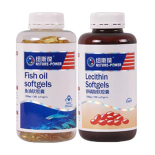  纽斯葆深海鱼油+卵磷脂软胶囊 鱼油磷脂各300粒 专柜正品 降三高