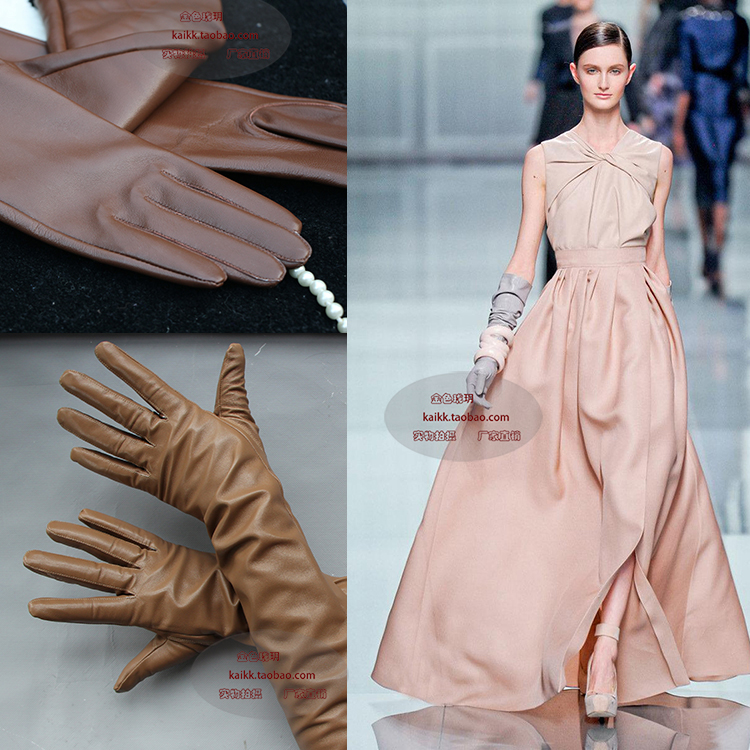 Haining genuine leather have more cash than can be accounted for lady Sheepskin Arm sleeve Leather Gloves winter keep warm fashion Touch screen grey Light tanin the Accessories/Leather belt/Hat/Muffler , Gloves category - from Buy2taobao.com to provide professional Taobao agent buy service