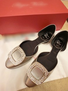  春款rv平底鞋方扣中空真皮平底鞋单鞋 结婚鞋