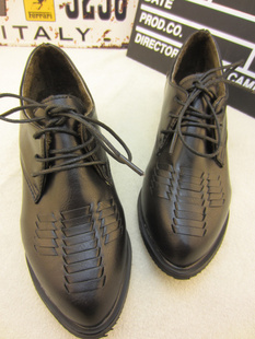  潮春秋新品欧美范女鞋 坡跟尖头棉鞋 布洛克镂空流苏编织短靴