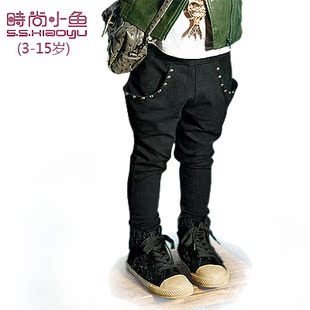  时尚小鱼童装女童裤子哈伦裤韩版潮春秋女大童裤子灯笼裤儿童长裤