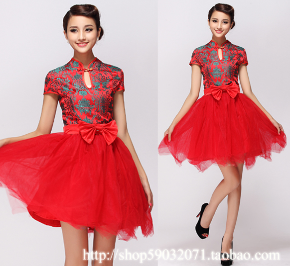2015 夏季款旗袍 新娘礼服中式 复古龙凤敬酒服结婚短款蓬蓬旗袍在类目 女装/女士精品, 婚纱/旗袍/礼服, 礼服/晚装中 - 来自Buy2taobao.com提供专业的淘宝代购服务