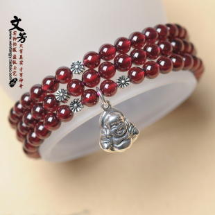  【最懂女人心】极品5A宝石级石榴石泰银手链 养颜美容