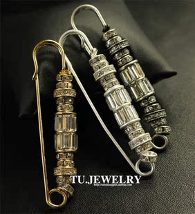  突突良品 独家定制高品质 银色金色镶钻复古宫廷胸针 出口外贸