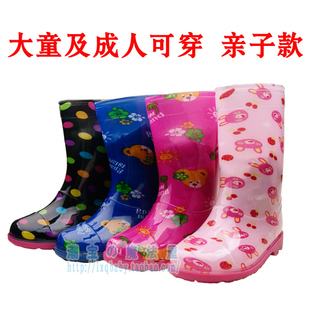  新款 中大童雨靴儿童水鞋 男女童防滑卡通胶鞋雨鞋亲子鞋成人