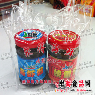  秦皇岛北戴河特产 聚得海鲜 海虾酱 螃蟹酱 手提袋 大约240克一瓶
