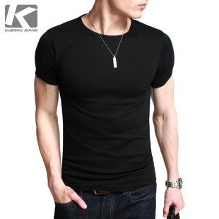  2件69包邮 酷衣购 圆领短袖男士t恤 简约纯色修身打底衫 男7001
