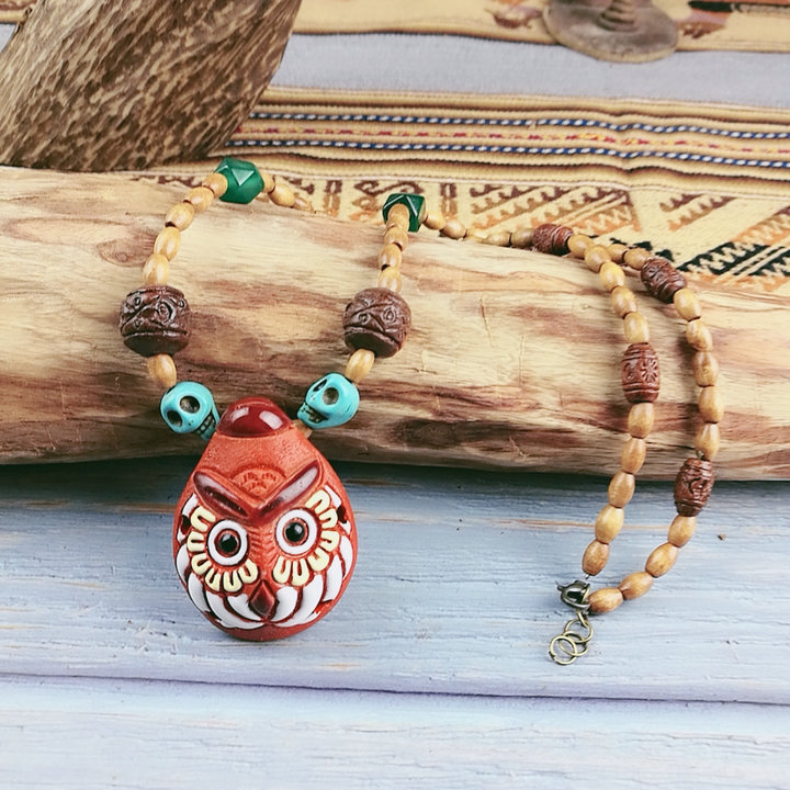 Peru Inca civilization Owl Retro Beginner 6 Pottery Musical Instruments flute Beading sweater chain Pendantsin the Musical Instruments/Guitar/Piano/Fitting , Folk instruments , Ethnic wind instruments , Xun category - from Buy2taobao.com to provide professional Taobao agent buy service